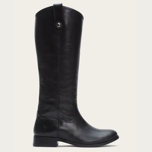 Frye Melissa Button' Leather Riding Boot- black, size 6, extended calf
